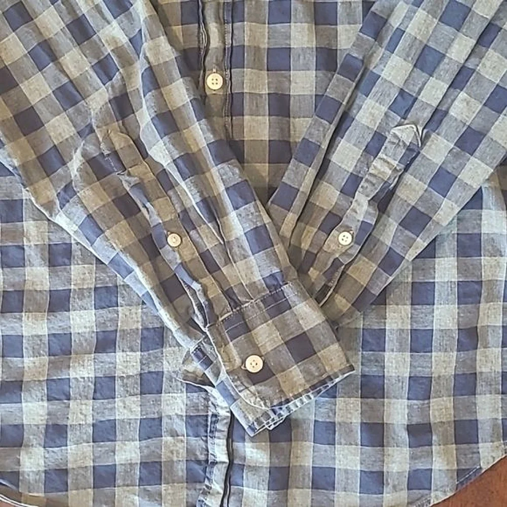 J. Crew Heathered Cotton Plaid Dress Shirt Collared Button Up Checkered Top Sm.